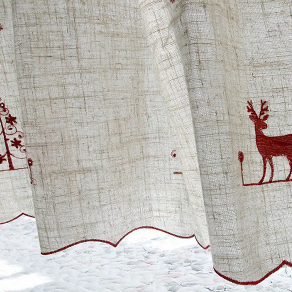

Christmas Elk Half Curtains Window Coffee Short Curtain Vintage Simple Rustic Style Christmas Half Curtains