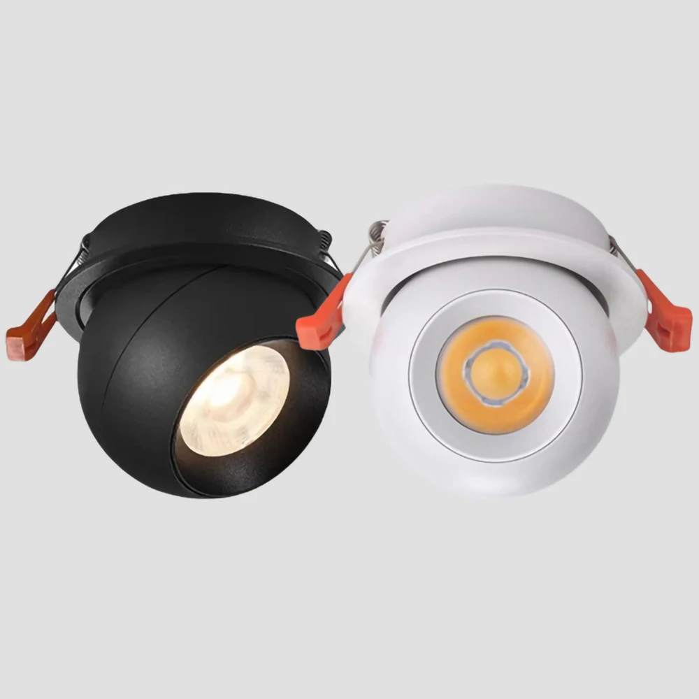 Embedded Dimmable COB LED Downlights 9W 12W 15W 20W 360° Rotation LED Ceiling Spot Lights AC85~265V Background Wall Lighting