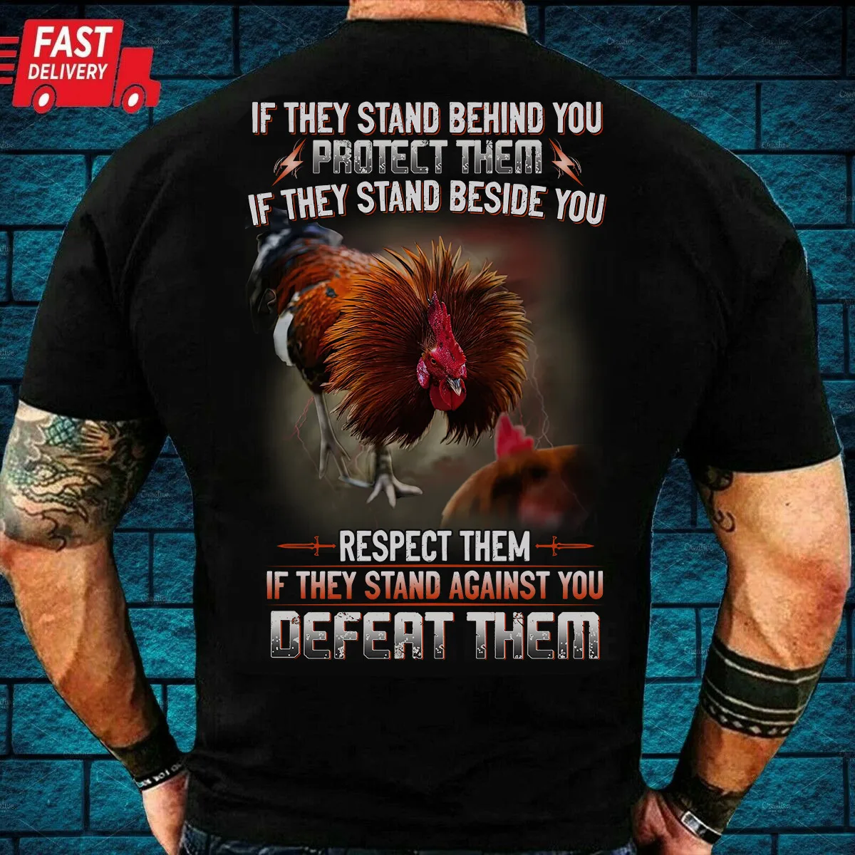 Футболка с изображением петуха, если она стоять против вы победы. Футболка с изображением петуха, если она стоять против вы победы.