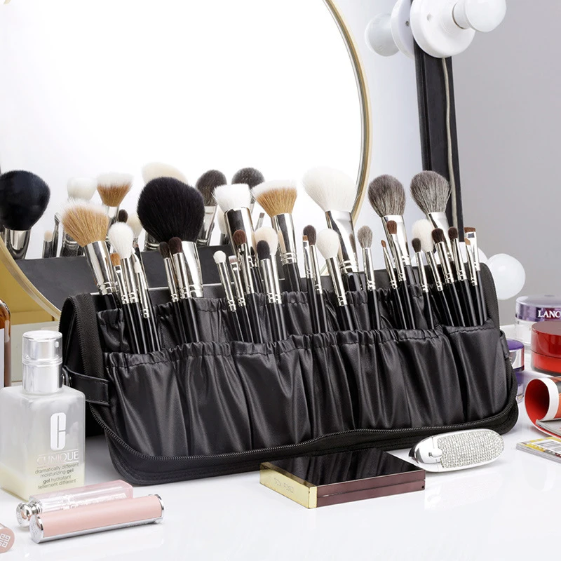 Professionelle Make-up-Pinseltasche, Große Aufbewahrungskapazität, Tragbarer Faltbarer Make-up-Pinselhalter, Make-up-Künstler-Werkzeugkasten – Detail 9