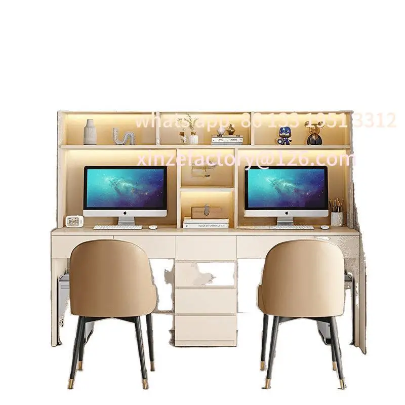 

Desk, computer desk, home desktop student writing desk, bedroom, light luxury bookshelf, all-in-one study table