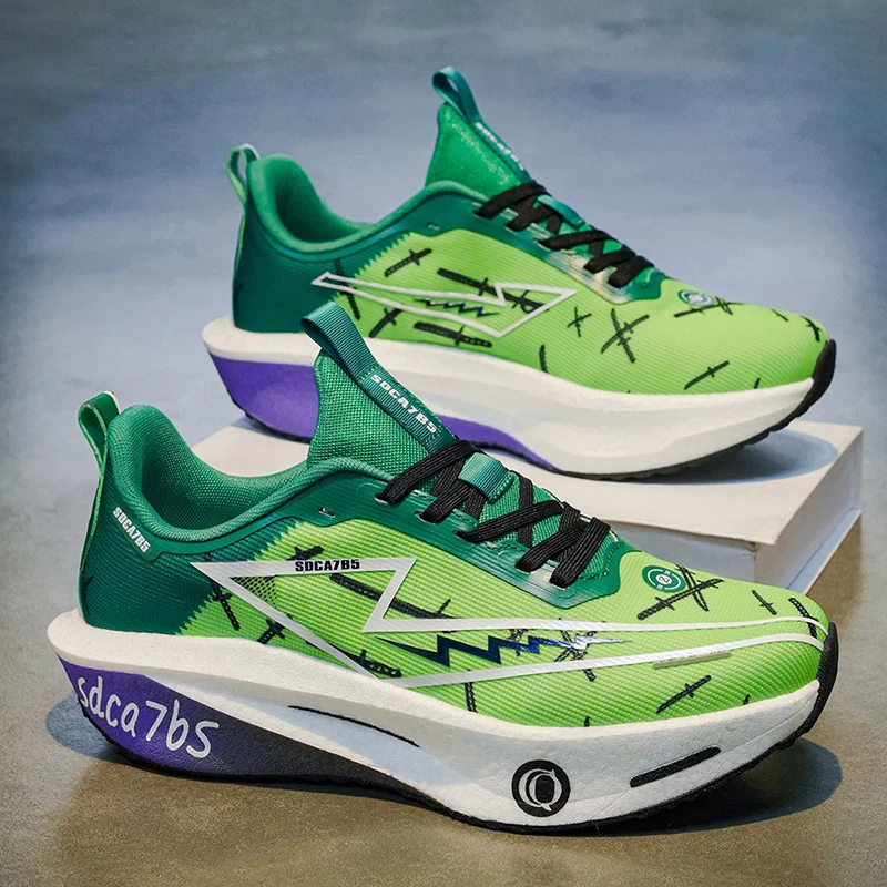 Men Casual Sports Running Shoes Marathon Carbon Plate Breathable Lightweight Men Comfortable Athletic Nonskid Sneakers Outdoor