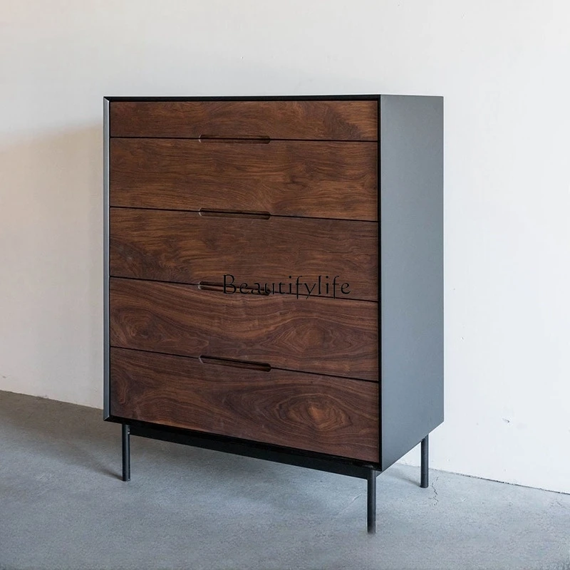 

jj *Japanese-style simple solid wood black industrial style bucket cabinet small apartment bedroom household modern wabi-sabi wi