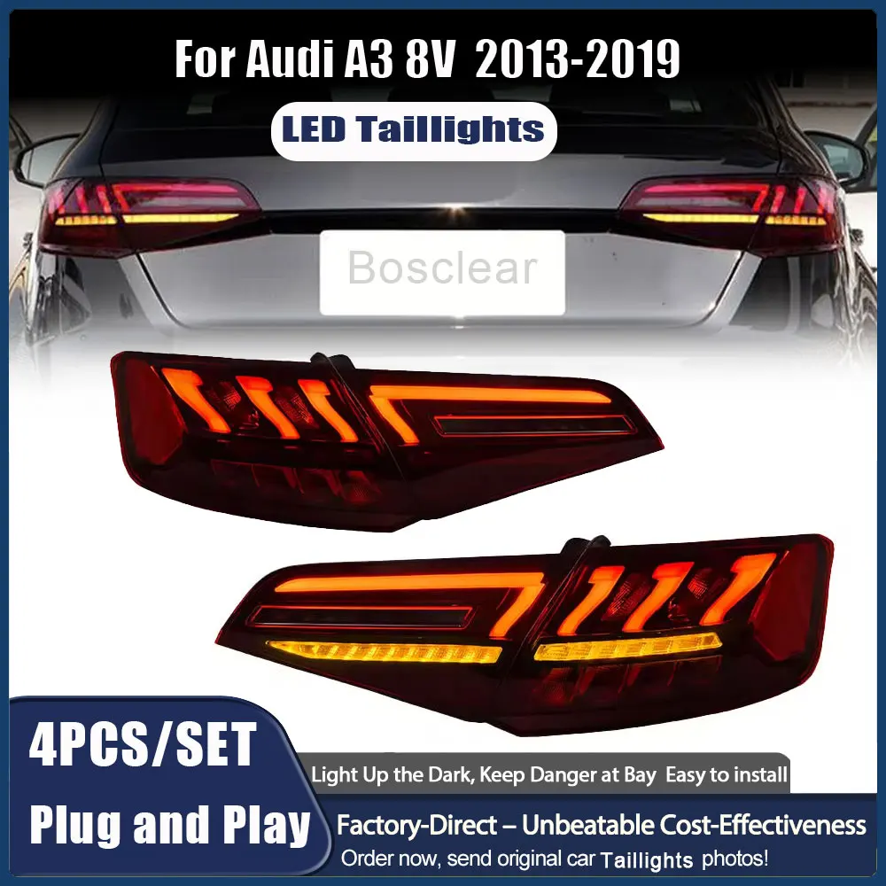 

Car Lights for Audi A3 2013 2014 2015 2016 4pcs Taillight Assmebly LED Tail Lights DRL Turn Signal Brake Lamp Reverse Fog Light