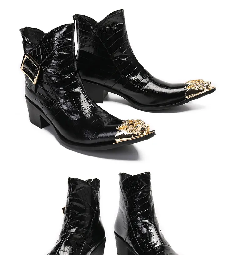 Frühling und Herbst Spitze hohe stiefel herren stiefel Weiß Wies Rindsleder Business Bankett Casual Leder stiefel High heels Stiefel – Detail 8