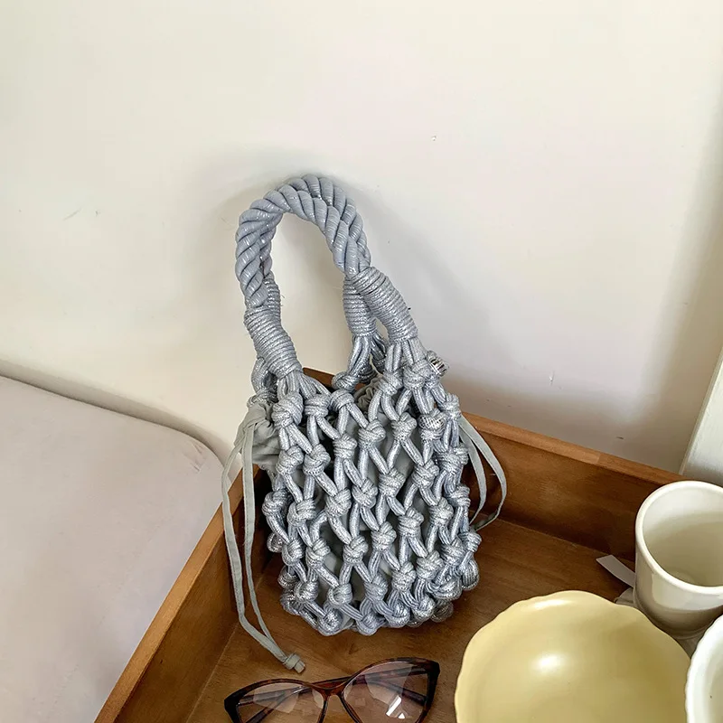 Summer Casual Tote Hollow Straw Beach Bag Handmade Woven Shoulder Bag Raffia Rattan Shopping Travel Bag Bohemian Braided Handbag