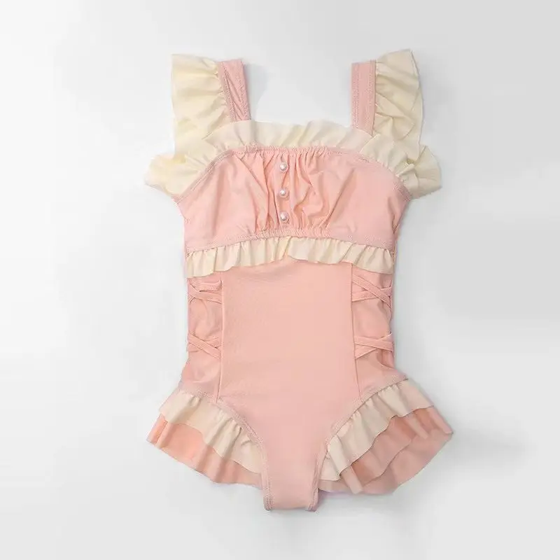 

New Girls Swimwear Summer Thin Swimming Costume Baby Sweet Cute One-Piece Swimsuit Kids Casual Sleeveless Bikini 3-8 Years Old