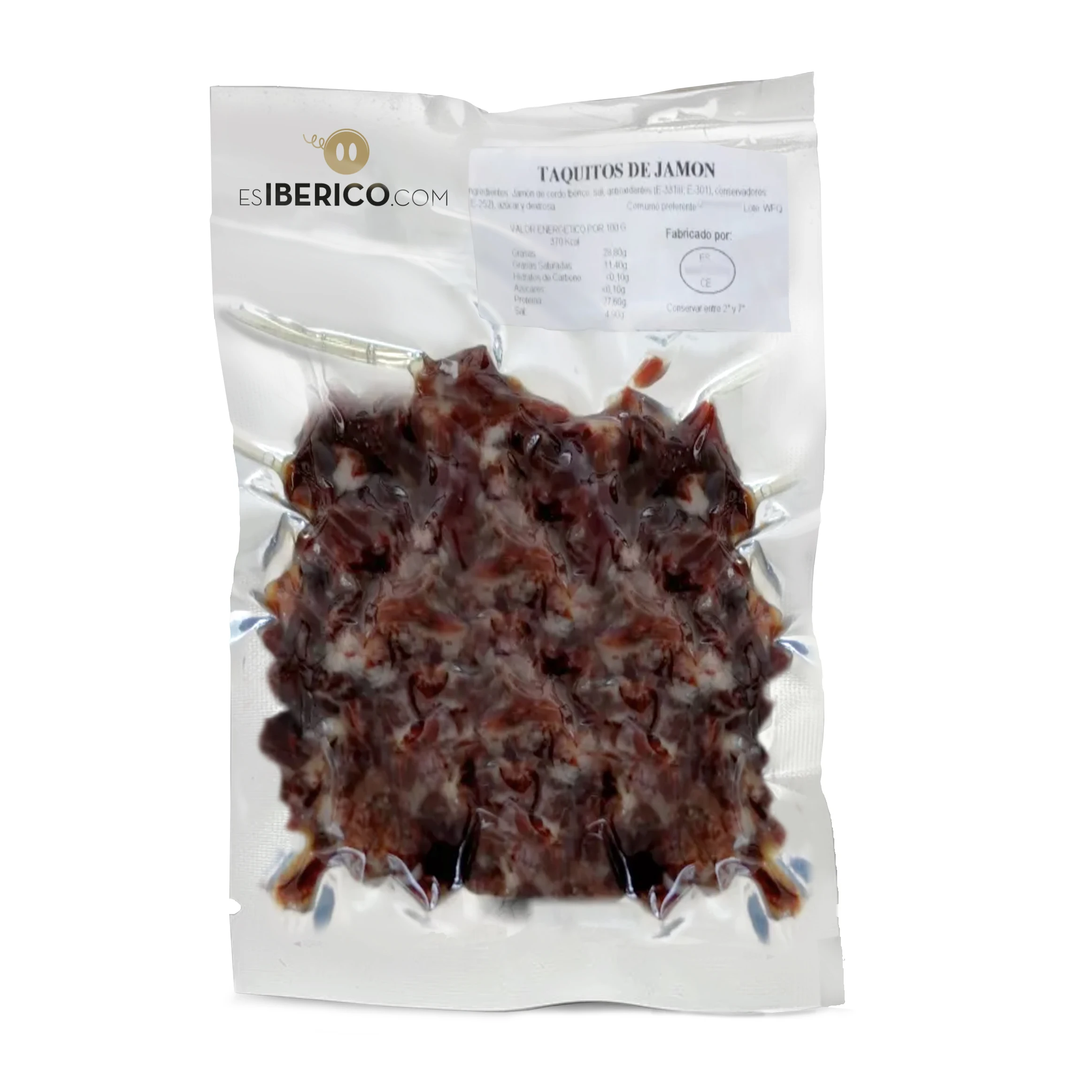Jamón De Cebo Ibérico 50% R.I. En Taquitos: 5 Unidades De 100 Gr