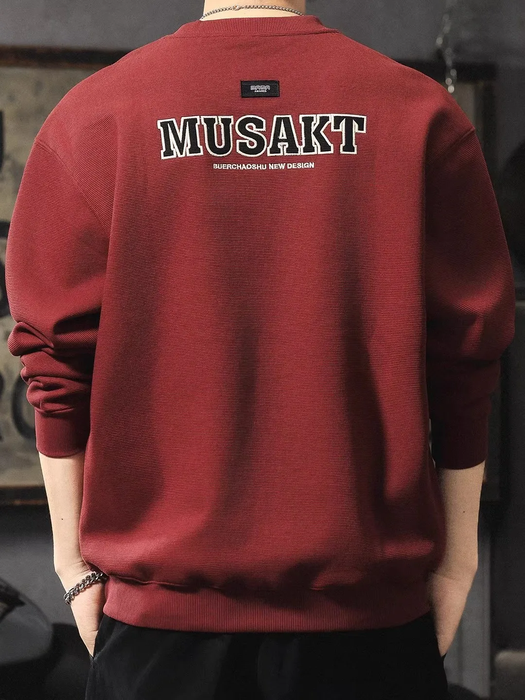 

Men's Thiened Fce Hoodie Sweatirt round Ne Red Color Luy Year Print Casual Long Sve Top for Autumn Winter