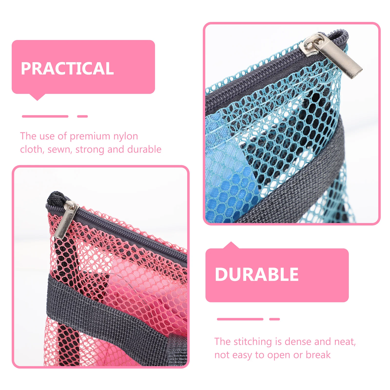 2 Pcs Grid Beach Bag Toiletry Organizers For Mesh Shower Pouches Portable Toy Nylon Unisex Men and Women