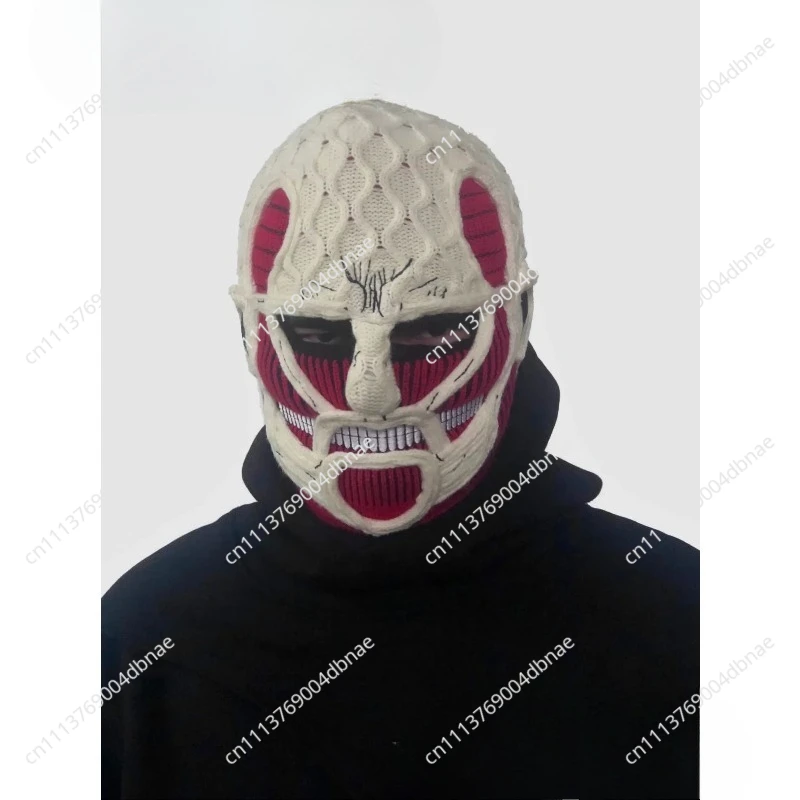 Anime Giant Head Mask Winter Warm Ski Cap Cycling Beanie Hat Handmade Pullover Hat for Cosplay