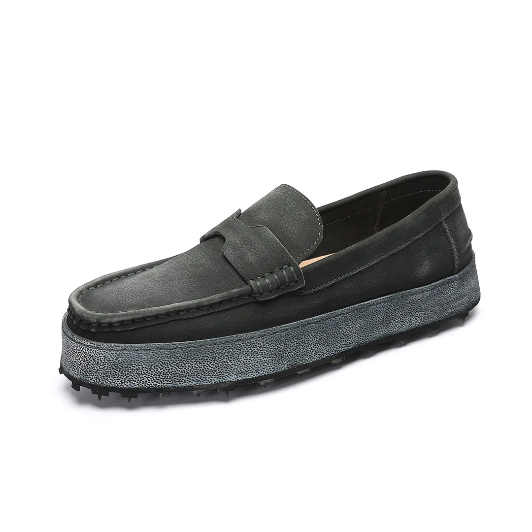 CLAIAMI Handmade Hand-colored Washed Leather Men Shoes Ventage Cowhide Loafers for Men 2026 Cowhide Fashion Slip-on Sneakers