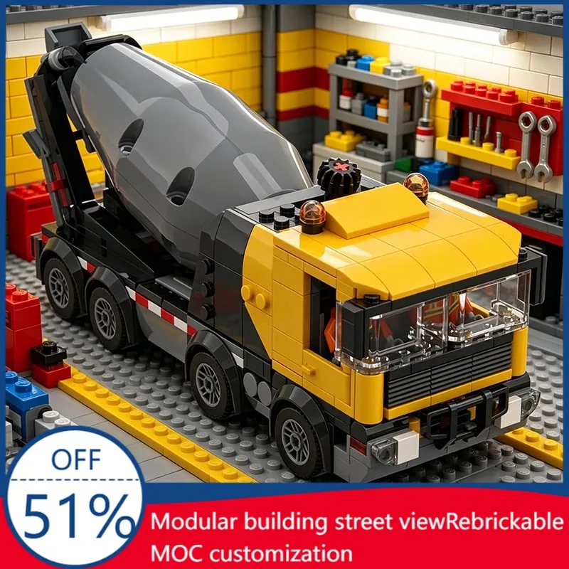 

369PCS MOC 60478 Expand 8 Grids Concrete Mixer Truck Construction Vehicle Model Custom Building Blocks Educational Assembly Toy