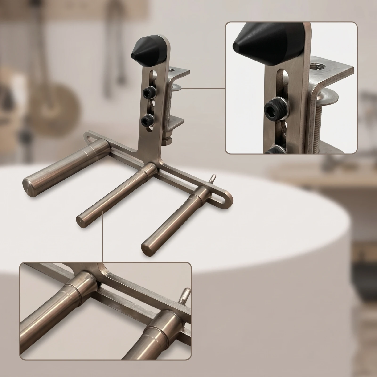 

Wind-Instrument Polishing Stand Assembled Metal Stand with Cone Top Aerophone Holder Compact Easy to Set up for Technicians