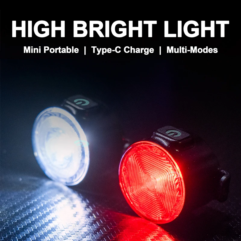 

LED Bike Light Mini Bright Type-C Rechargeable Bicycle Front Headlight Back Taillight Mini Highlight Cycling Lantern Lighting
