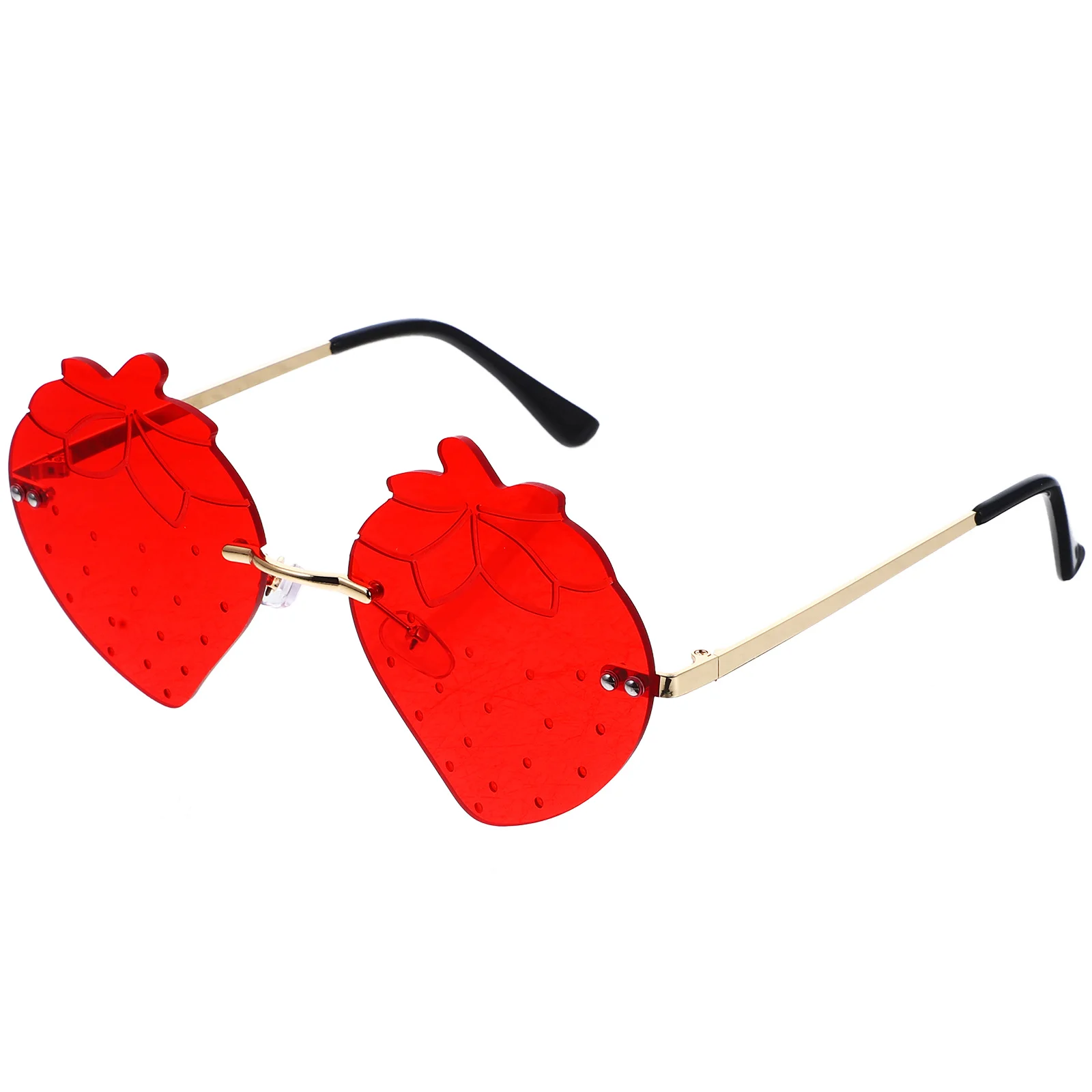

1 Pair Strawberry-Shaped Rimless Sunglasses Funny Irregular Design For Women Men Photo Props Party Beach Eyewear Summer Fashion