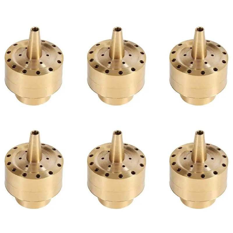 A98E-6X Fountain Nozzle Heads,Brass Column Multi Direction Jet Pond Fountain Water Spray Sprinkler Head Garden(3/4 Inch)