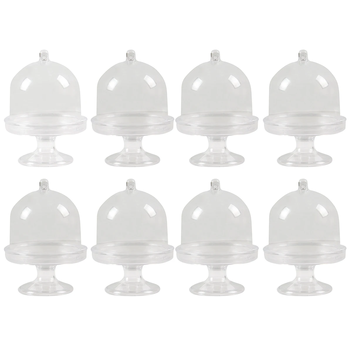 10pcs Mini Dessert Cupcake Stand Tiny Cake Dome with Lid Clear Plastic Cake Display Stand for Wedding Birthday Party Decor