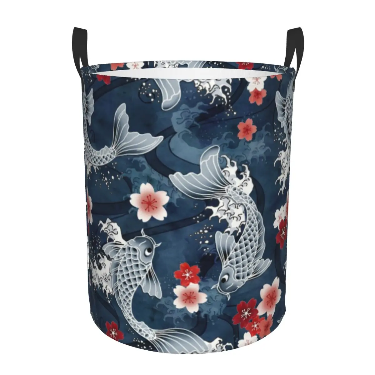 Koi Cherry Sakura Blossom Laundry Basket Large Capacity Clothes Storage Bin Flower Floral Japanese Asian Fish Baby Hamper