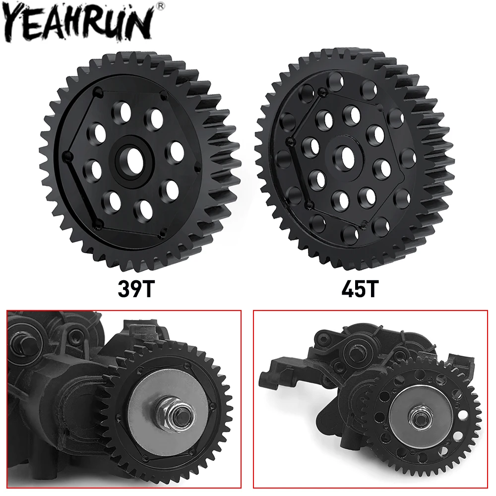 YEAHRUN 40CR Steel Transmission Gear 0.8M 39T 45T Gearbox Gears for 1/10 TRX4 TRX6 All Series RC Model Car Parts