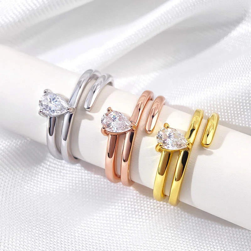 

GRA Certified 0.5CT Real Moissanite Solitaire Rings For Women Sterling Silver 925 Plated 18K Gold Lab Daimond Female Tail Ring