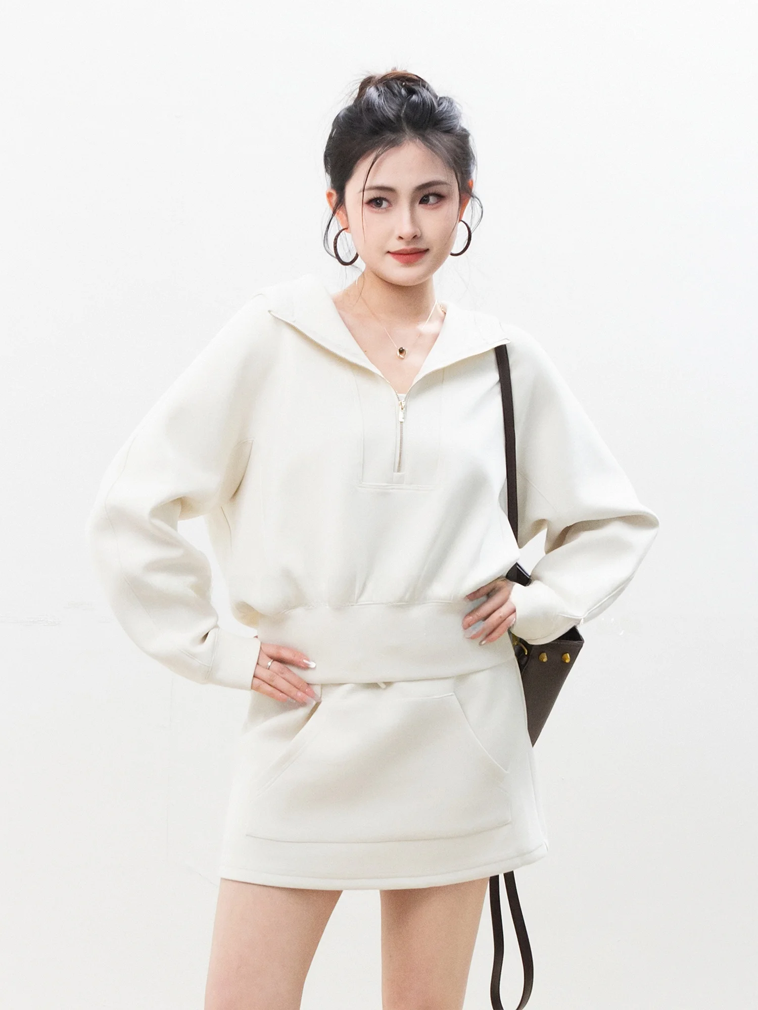 Chelzy mat Sle Hoodie Skirt Set Women's Spring Autumn Faion Sports Wear Two-Piece Set Korean Sle Casual Outfit