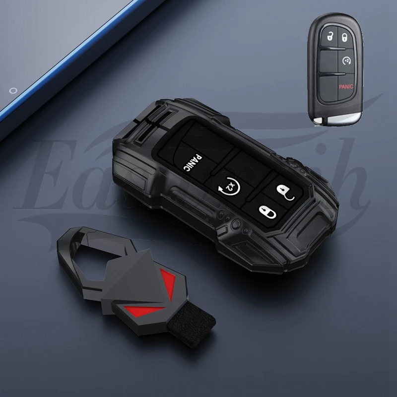 Car Zinc Alloy Silicone Key Case Cover Holder For Jeep Grand Cherokee Compass Patriot Renegade For Dodge Challenger Journey