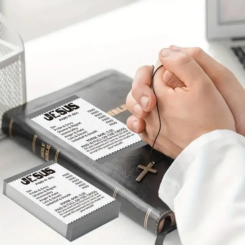 NEW 50/100 Pcs Gospel Booklet Card Flat Illustration Pocket Verse Prayer Postcard Poem Bookmark Religious Scripture Stationery