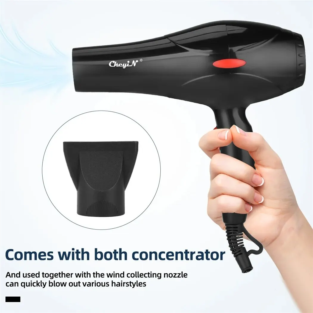 CkeyiN 1600W Hair Dryer Professional Negative Ion Blower Home Use Hot Cold Blow Drying Salon Blower Diffuser Concentrator Nozzle