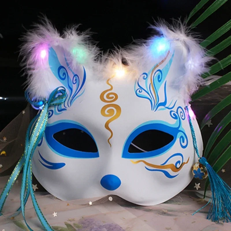 Party Shining Half Face Fox Mask Japanese Hotarubi No Mori E Anime Halloween Antiquities Multiple Styles Cosplay Social Rema MN1