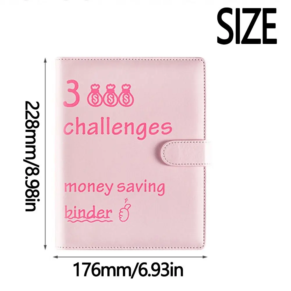 PU 100 Envelope Challenge Notebook 6 Holes Colorful Money Saving Binder Save Money Multi Pockets 100 Day Challenge Budget Binder