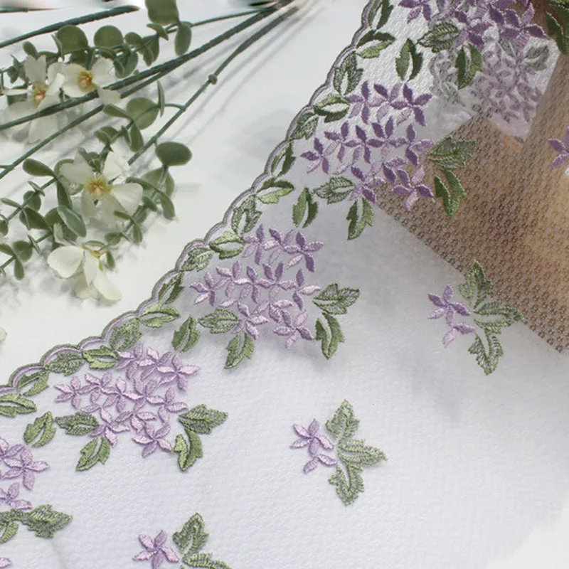 29Yards Purple Floral Embroidery Tulle Lace Fabric Lingerie DIY Soft Net Lace Trim Mesh Lace for Dress Sewing Craft