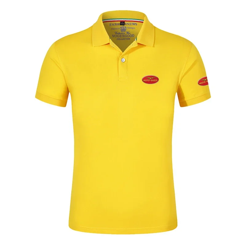 Moto Guzzi 2024 Heren Nieuwe Zomer Print Modieuze Korte Mouwen Hoge Kwaliteit Casual Katoen All-Match Effen Kleur Poloshirt Tops