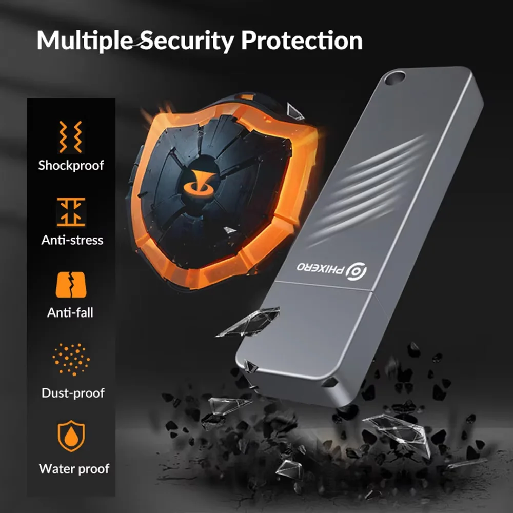 PHIXERO USSD Mobile Solid U Disk 550 MB/Detik USB Flash Drive 1TB 512GB 256GB 128GB USB 3.2 Gen1 Pen Drive Logam Solid State U Disk