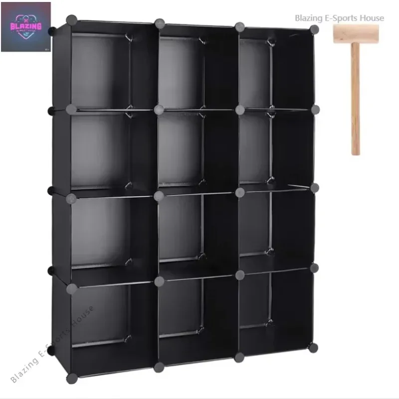 Cube Locker 12 Cube Closet Storage Rack DIY Closet Bookcase Plastic Square Storage Box Wooden Hammer