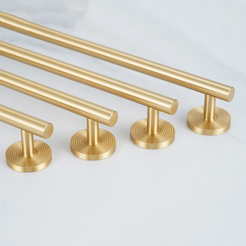 France Style Satin Gold Cabinet Handle Brass Kitchen Drawer Knobs Furniture Door Bar Pull 130mm-510mm Brass Hardware