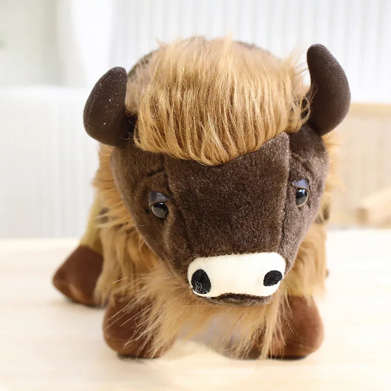 25/35CM Simulated Bison Plush Toy Soft Vivid Wild Yak Stuffed Doll Home Decor Birthday Gift For Boys Collection