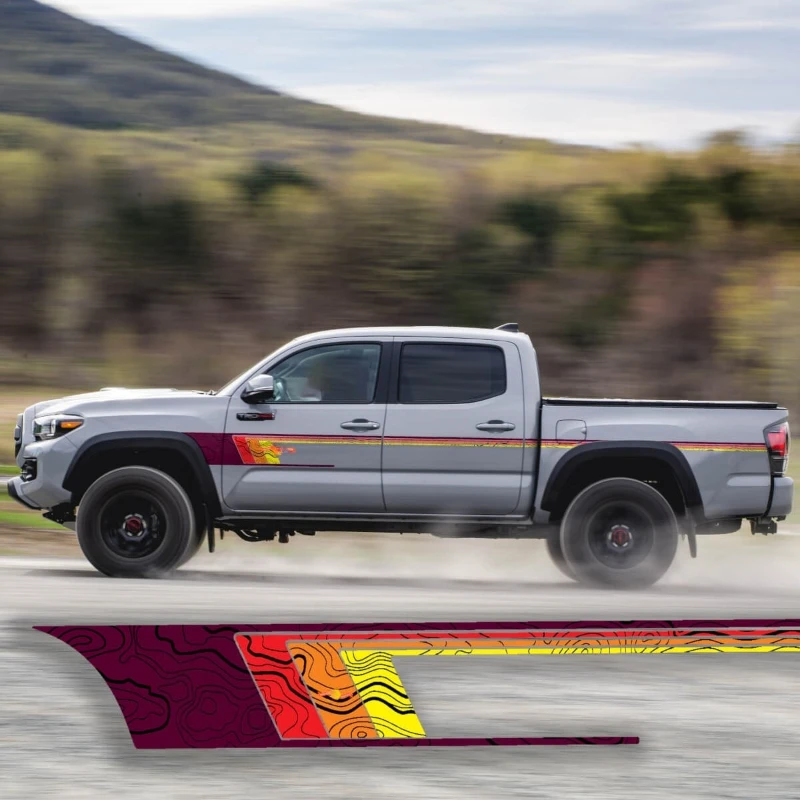 Car Stickers FOR Toyota Tacoma Side doors Retro Vintage Stripes Vinyl Decals Stickers