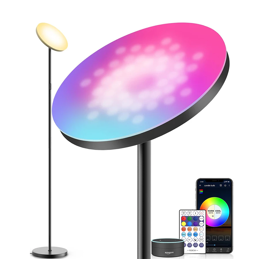 

Smart LED Floor Lamp Works with Alexa Google Home WiFi Remote Modern RGB Tall Standing Light Color Changing & Dimmable