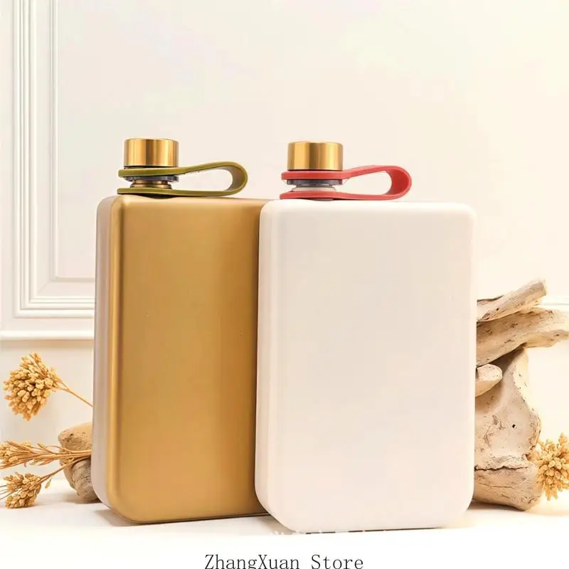Portable Stainless Steel Square Pocket Hip Flask With Screw Cap 9OZ Small Spirit Liuqor Bottle For Outdoor Parties And Social