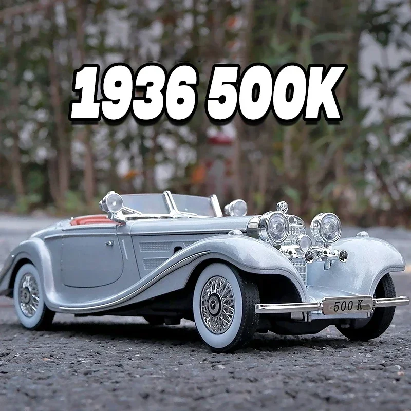 

Классическая модель автомобиля Mercedes-Benz 500K 1:24, модель автомобиля из сплава, игрушка, литье под давлением, металлическое литье, звук и искусство, автомобиль, игрушка для детей, автомобиль