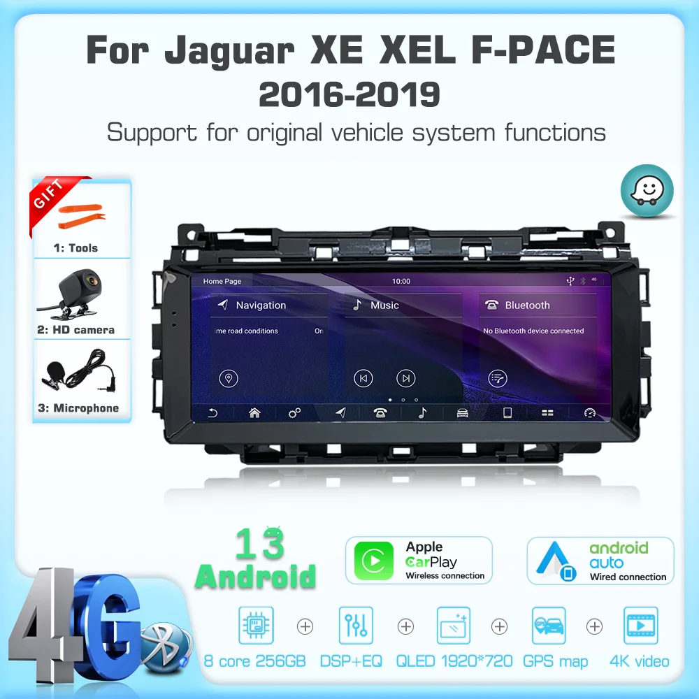 JEHUNG Android 13 For Jaguar XE XEL F-PACE 2015-2019 Car Media Player CarPlay GPS Radio 5G WIFI Navigation Support legacy system