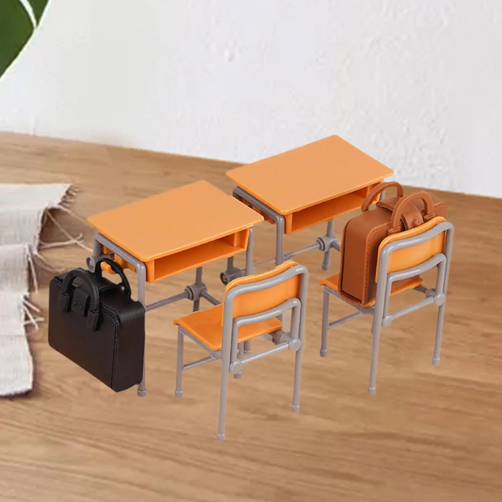 1:12 Dollhouse Classroom Desk Chair Model,Handcraft Simulation Gift,Miniature Dollhouse Furniture Set for DIY Micro Landscape