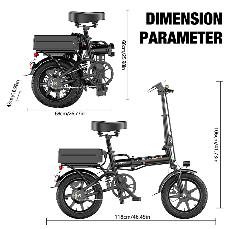 SHUAILING Folding Electric Bicycle 48V 400W City E-Bike 15Ah 20Ah 25Ah Adults Special Portable Bike With Lithium Battery