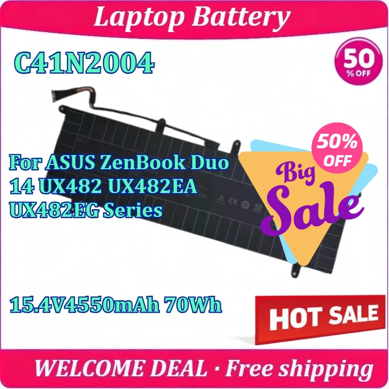 

New Laptop Battery C41N2004 For ASUS ZenBook Duo 14 UX482 UX482EA UX482EG Series 15.4V 4550mAh 70Wh