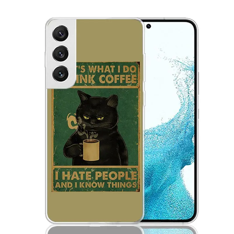 Funny Cat Poster Daily Life Phone Case For Samsung Galaxy S25 S24 S23 S22 S21 FE S20 Ultra S10 Plus Art Customized Coque Capa S2