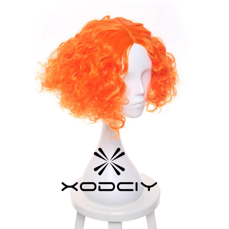 Mad Hatter Cosplay Wig Alice's Adventures in Wonderland Curly Short Orange Heat Resistant Synthetic Hair Wigs + Wig Cap