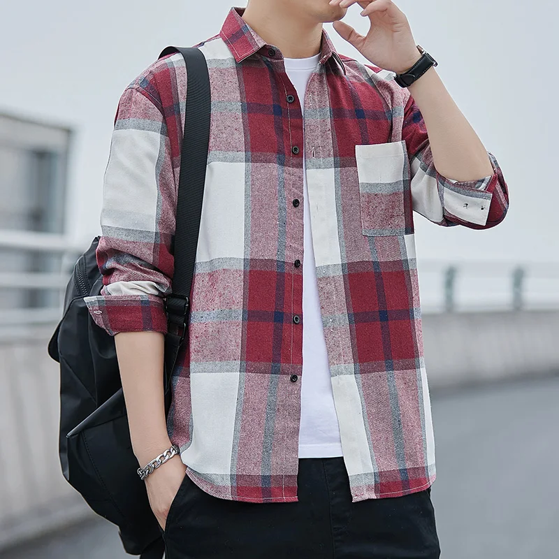 Plaid Casual Men's Shirts Social Clothing Men Shirts Long Sleeve Shirt Man Top Cool Things 2024 Autumn New