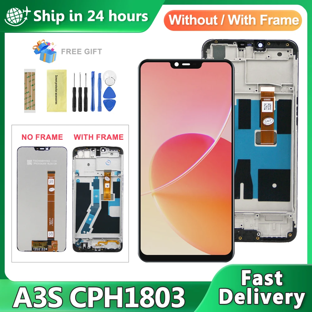 Screen For OPPO A3S CPH1803 CPH1853 LCD Display Touch Panel Sensor Digitizer Assembly A3S Screen Replacement Parts