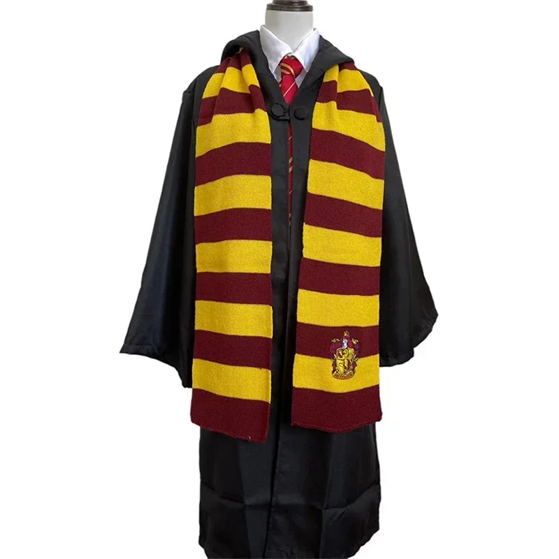Herfst Winter Warme Sjaal - Magic School Harris Style Cosplay Accessoire met Streep & Badge, Halloween Party Sjaal voor Mannen/Vrouwen